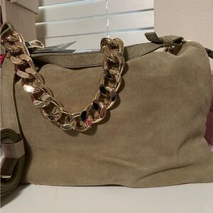 VIOLA CASTELLANI Suede Shoulder Bag w/ Chain